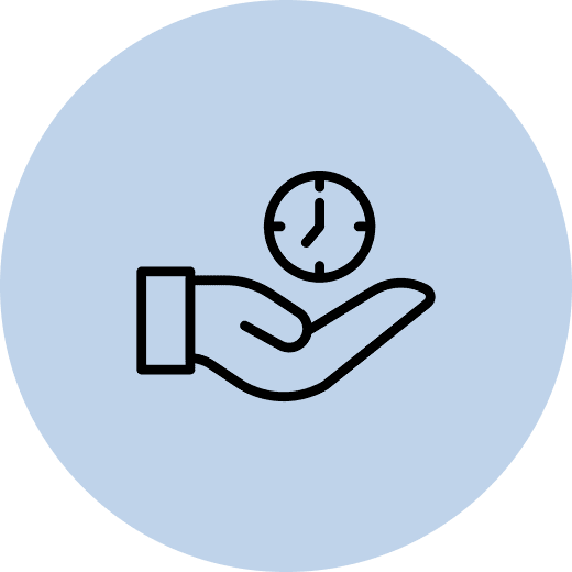 Hand holding a clock icon.